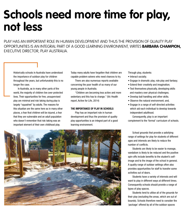 Schools need more time for Play not less