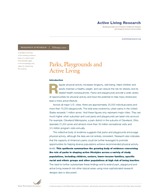 Parks, Playgrounds and Active Living Parks, Playgrounds and Active Living