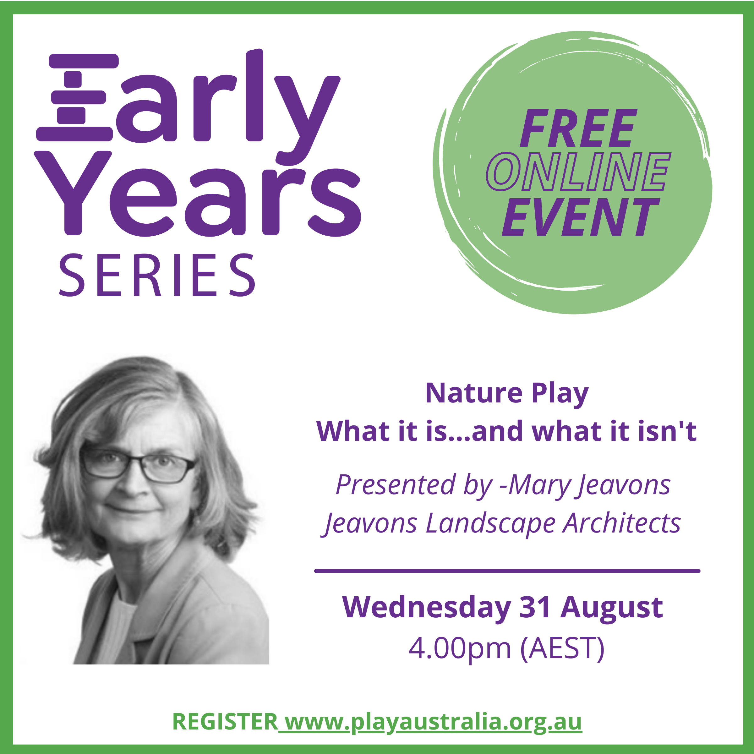 Early Years Series, Nature Play What it is and what it isn't with Mary Jeavons