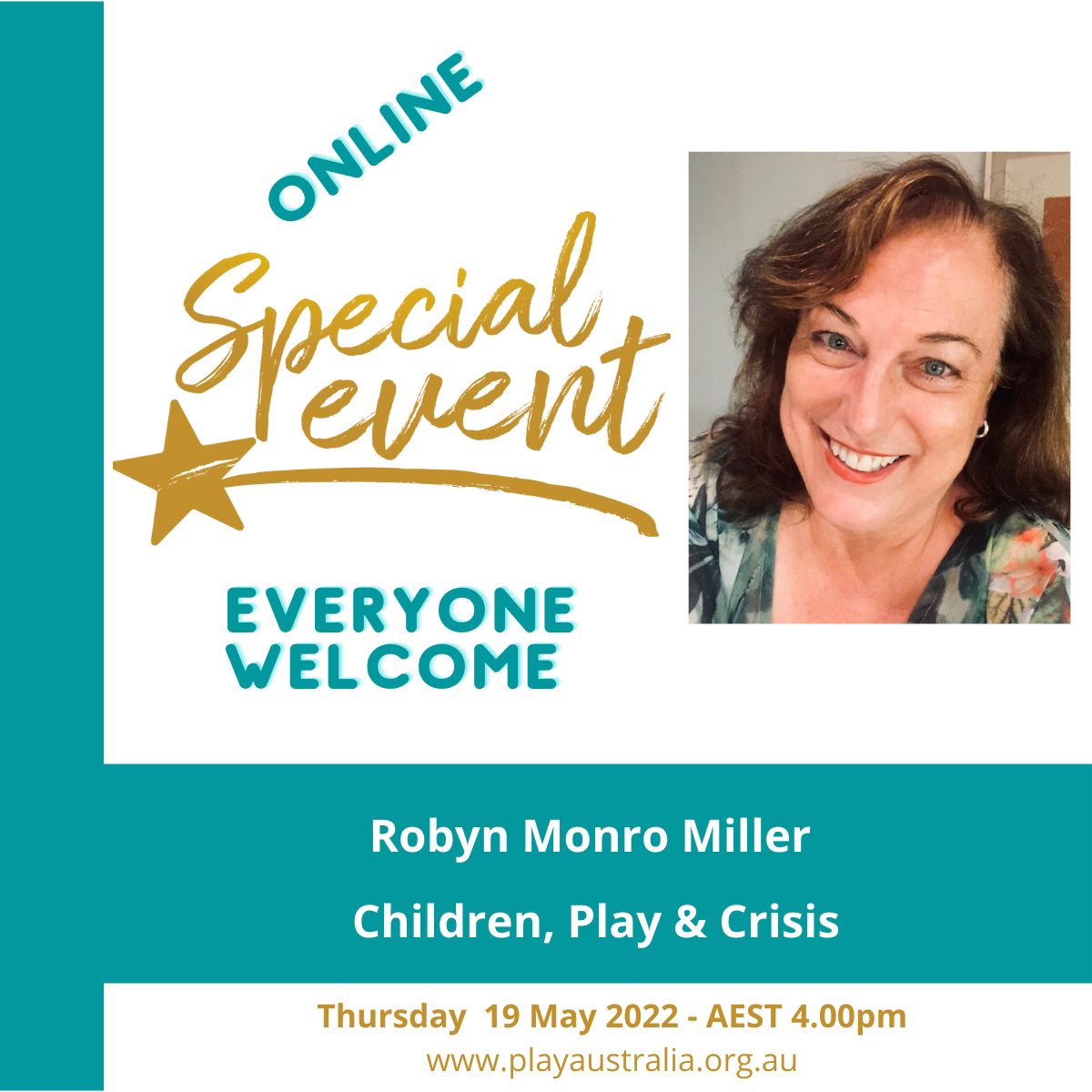 Play Australia online learning series special event with Robyn Monro Millar, Children, Play and Crisis
