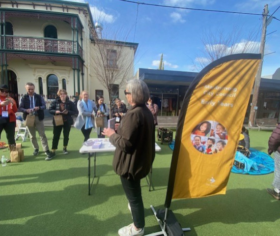 Speaker presenting to onlookers