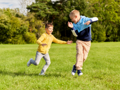 Kids playing a game of tag