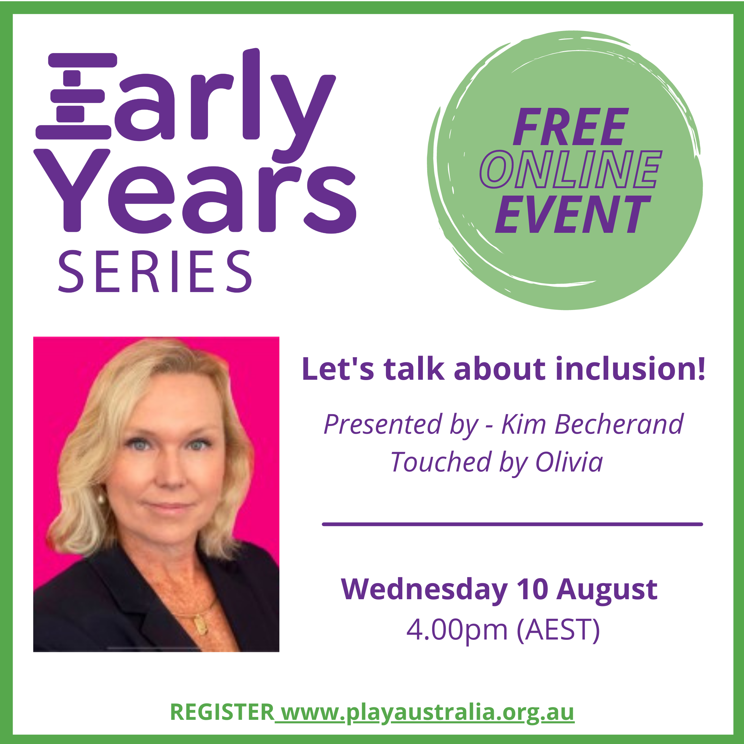 Play Australia, Early Years PD, Let's talk about inclusion!
