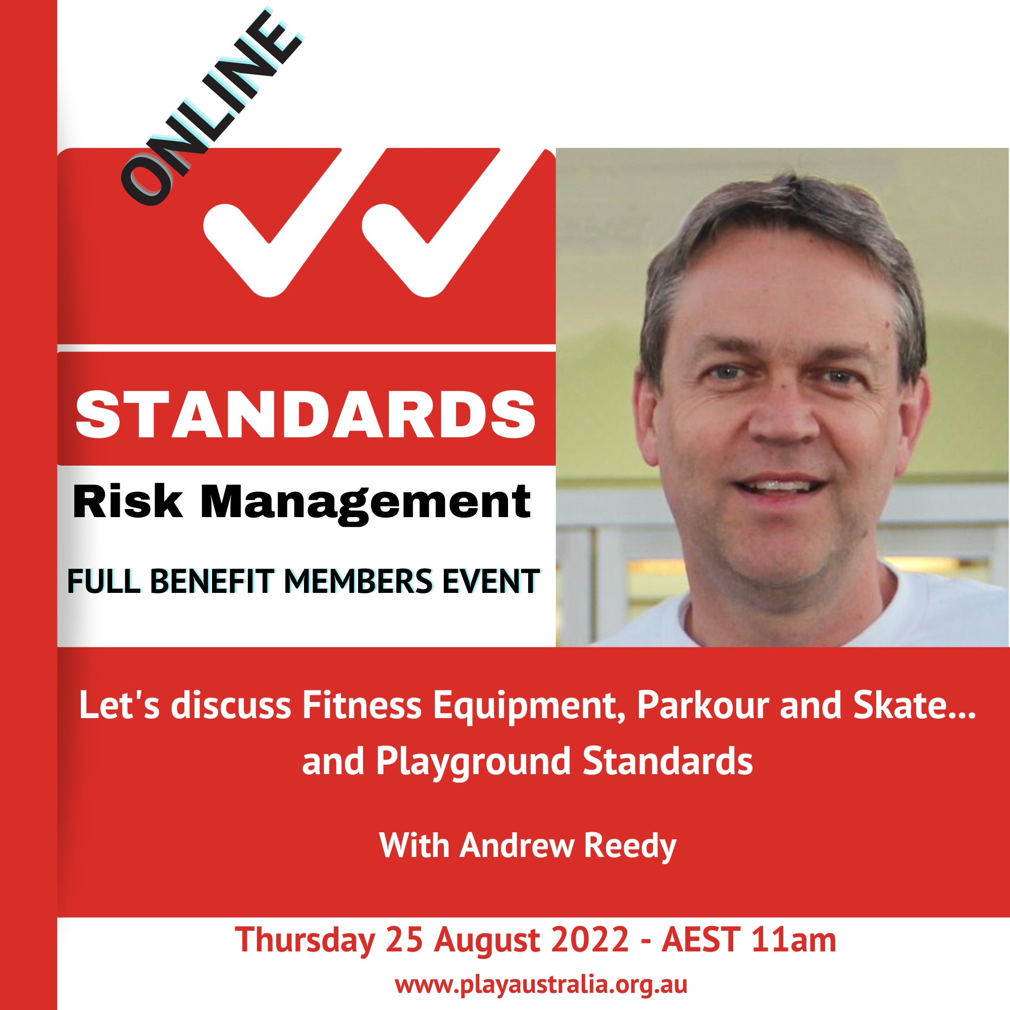 Play Australia PD session, Risk management: Fitness equipment, parkour, skate and the Standards with Rick Reedy